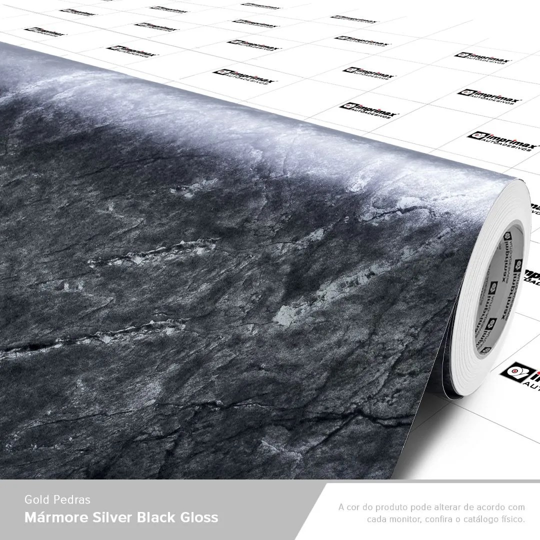 Pedras Marmore Silver Black Gloss 122cm